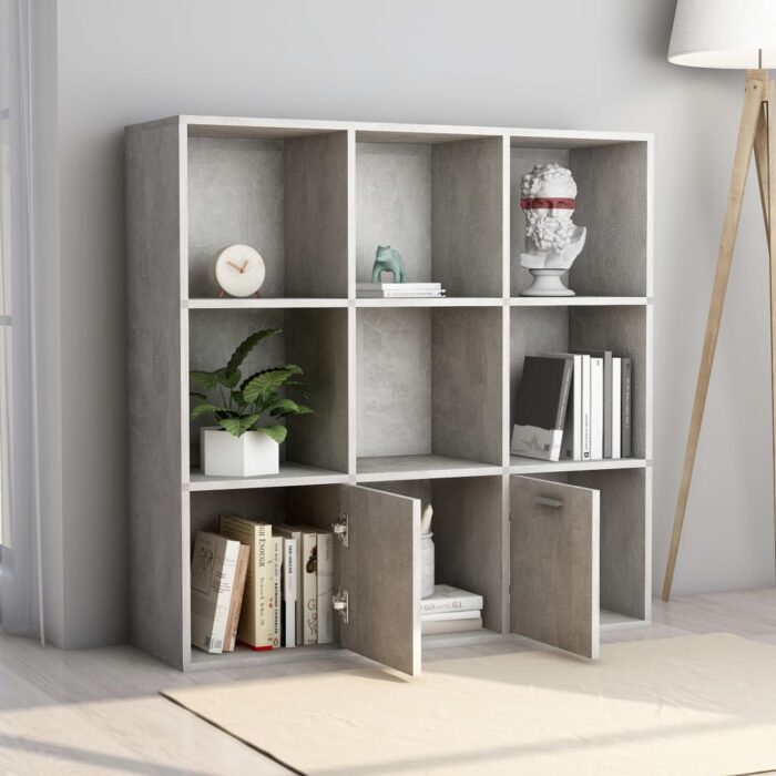 Bibliothèque Gris béton 98x30x98 cm Bois d’ingénierie – Image 2