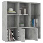Bibliothèque Gris béton 98x30x98 cm Bois d’ingénierie – Image 3