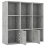 Bibliothèque Gris béton 98x30x98 cm Bois d’ingénierie – Image 4