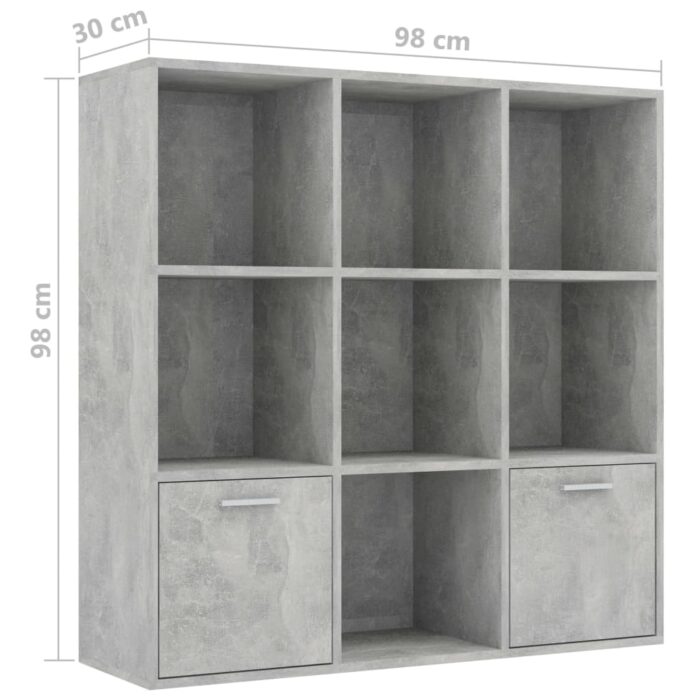 Bibliothèque Gris béton 98x30x98 cm Bois d’ingénierie – Image 7