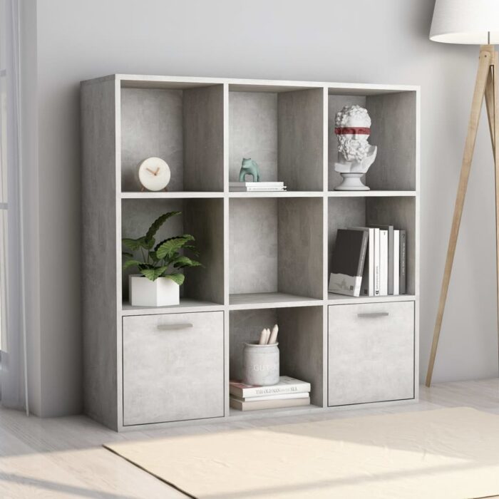 Bibliothèque Gris béton 98x30x98 cm Bois d’ingénierie – Image 1