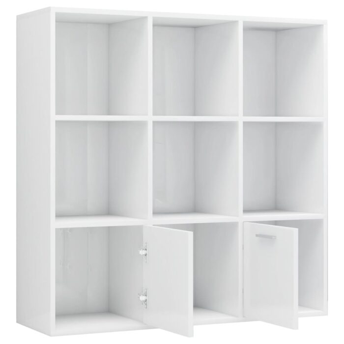 Bibliothèque Blanc brillant 98x30x98 cm Bois d’ingénierie – Image 4