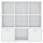 Bibliothèque Blanc brillant 98x30x98 cm Bois d’ingénierie – Image 5