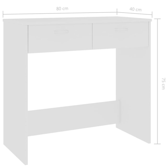 Bureau Blanc 80x40x75 cm Bois d'ingénierie – Image 4