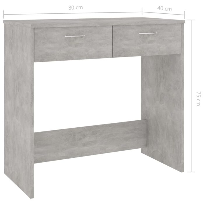 Bureau Gris béton 80x40x75 cm Bois d’ingénierie – Image 4