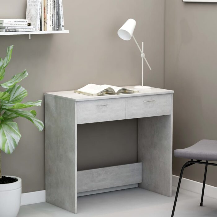 Bureau Gris béton 80x40x75 cm Bois d’ingénierie – Image 1