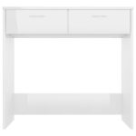 Bureau Blanc brillant 80x40x75 cm Aggloméré – Image 2