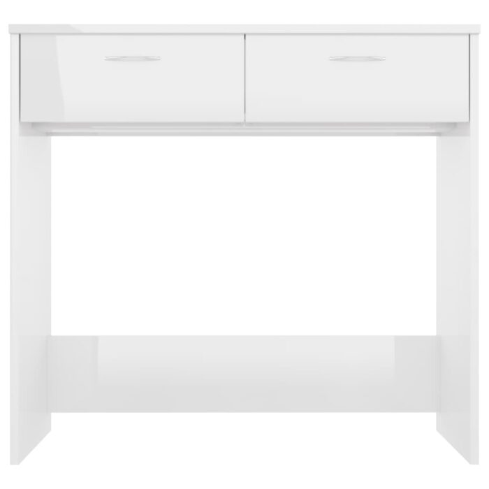 Bureau Blanc brillant 80x40x75 cm Aggloméré – Image 2