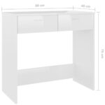 Bureau Blanc brillant 80x40x75 cm Aggloméré – Image 4