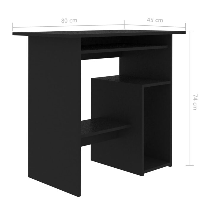 Bureau Noir 80x45x74 cm Bois d’ingénierie – Image 5