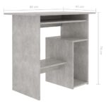 Bureau Gris béton 80x45x74 cm Bois d’ingénierie – Image 5