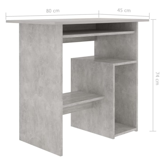 Bureau Gris béton 80x45x74 cm Bois d’ingénierie – Image 5