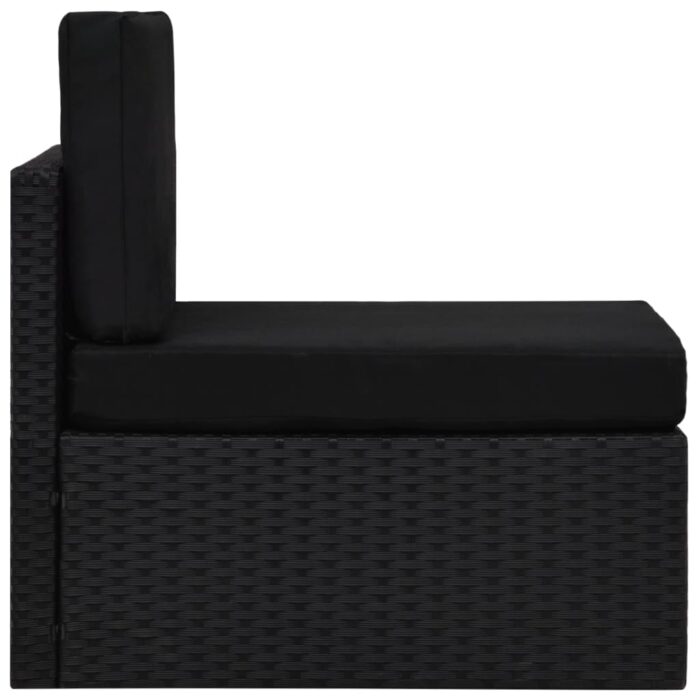 Canapé central sectionnel Résine tressée Noir – Image 2