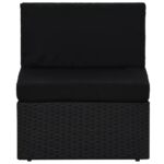 Canapé sectionnel 2 places Résine tressée Noir – Image 5