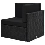 Canapé sectionnel 2 places Résine tressée Noir – Image 9