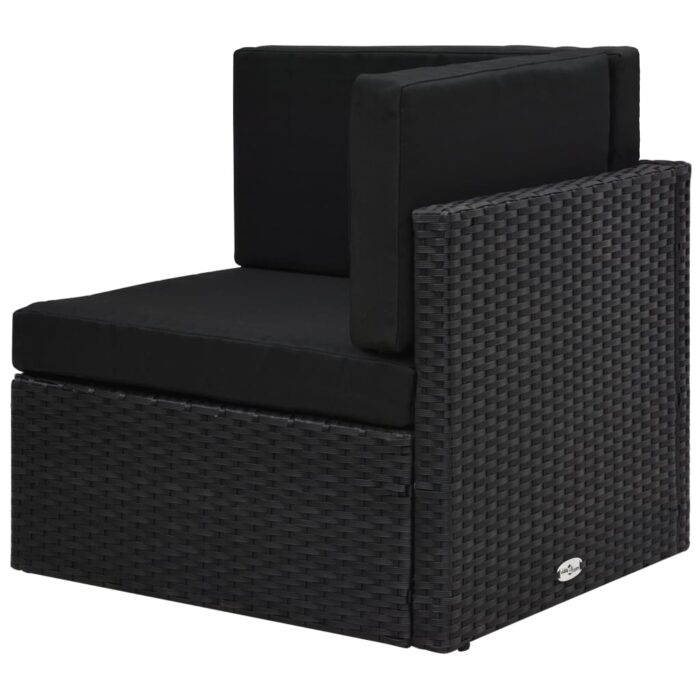 Canapé sectionnel 2 places Résine tressée Noir – Image 9