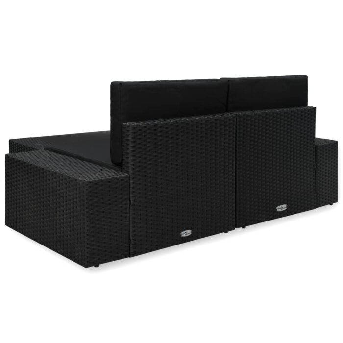 Salon de jardin 3 pcs Résine tressée Noir – Image 3