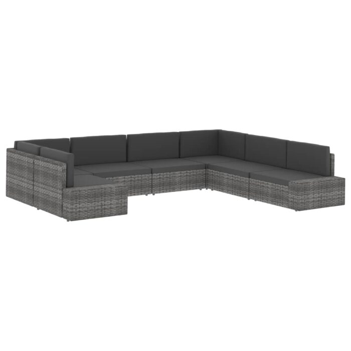 Canapé central sectionnel Résine tressée Gris – Image 8