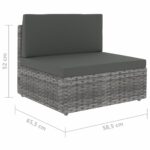 Salon de jardin 2 pcs Résine tressée Gris – Image 10