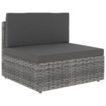 Salon de jardin 2 pcs Résine tressée Gris – Image 4
