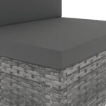 Canapé sectionnel 2 places Résine tressée Gris – Image 7