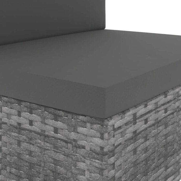 Canapé sectionnel 2 places Résine tressée Gris – Image 7