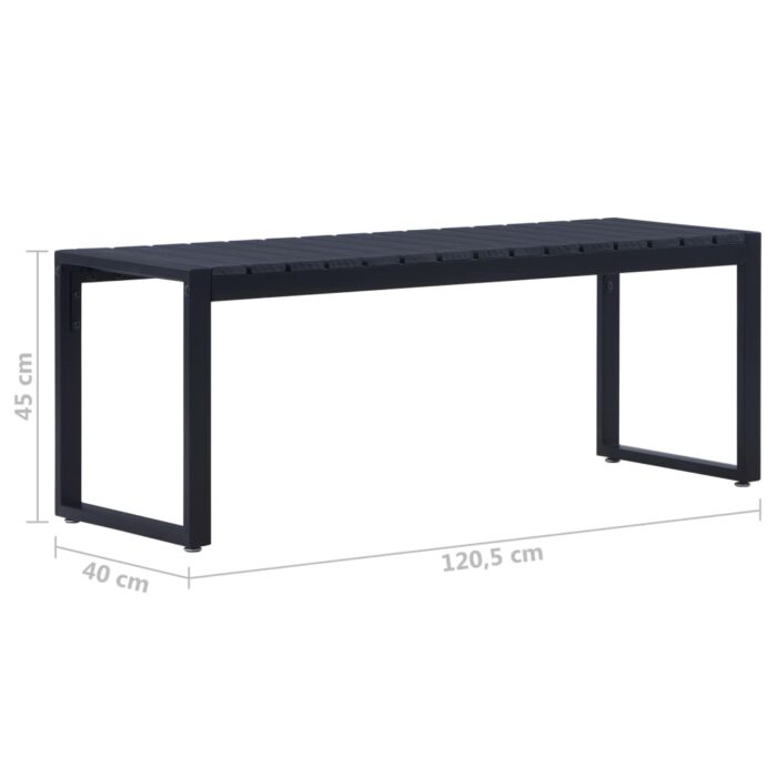Banc de jardin 120,5 cm Panneau PS Noir – Image 4