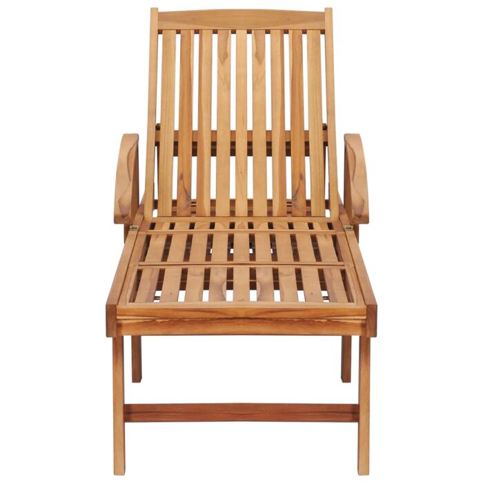 Chaises longues lot de 2 avec table Bois de teck solide – Image 5