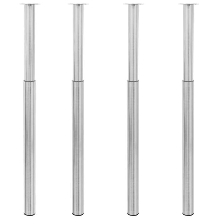Pieds de table télescopiques 4 pcs Nickel brossé 710 mm-1100 mm – Image 1