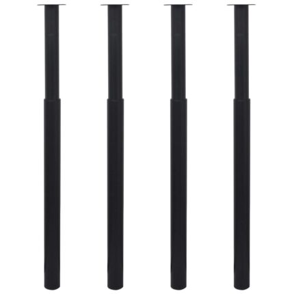 Pieds de table télescopiques 4 pcs Noir 710 mm - 1100 mm