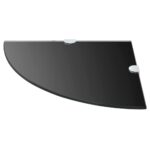 Étagères d'angle 2 pcs et supports chromés Verre Noir 25x25 cm – Image 2