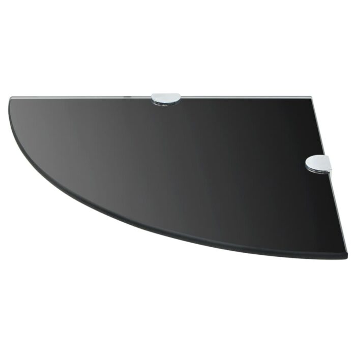 Étagères d'angle 2 pcs et supports chromés Verre Noir 25x25 cm – Image 2