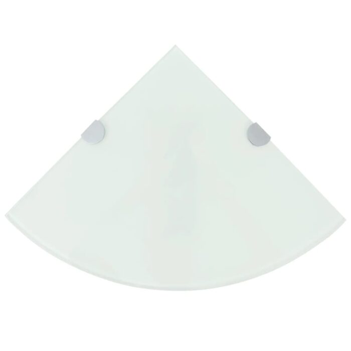 Étagères d'angle 2 pcs et supports chromés Verre Blanc 25x25 cm – Image 1