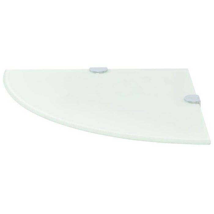 Étagères d'angle 2 pcs et supports chromés Verre Blanc 25x25 cm – Image 2