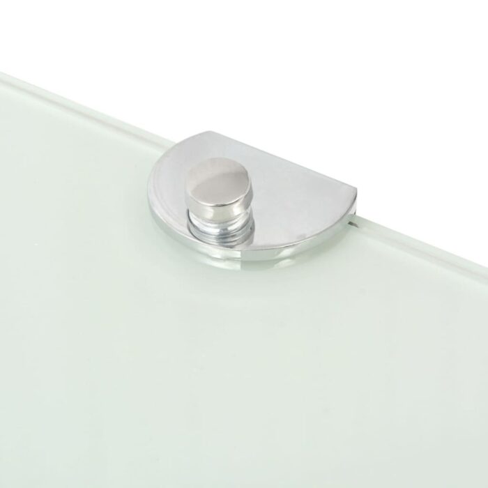 Étagères d'angle 2 pcs et supports chromés Verre Blanc 25x25 cm – Image 4