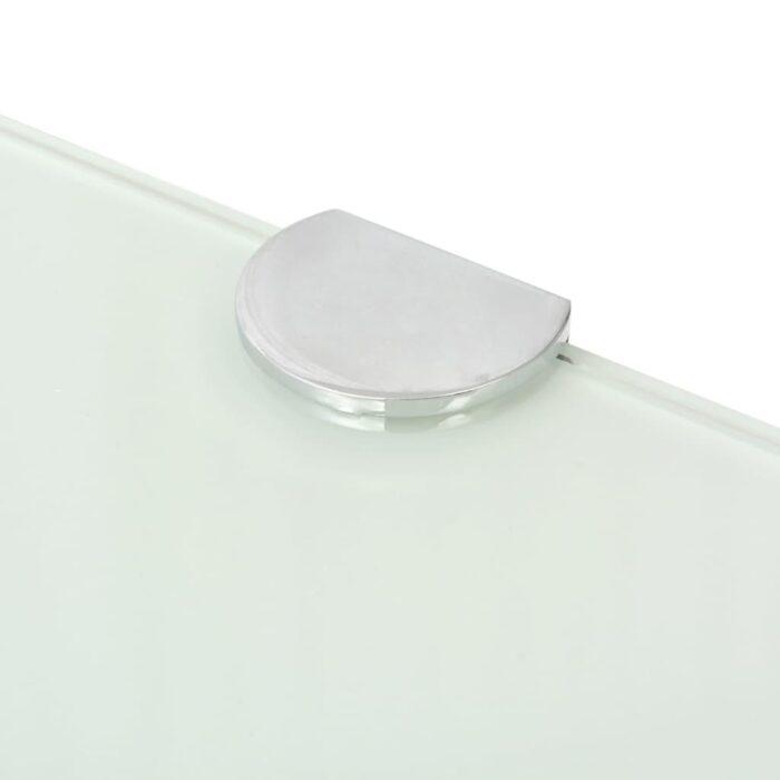 Étagères d'angle 2 pcs et supports chromés Verre Blanc 25x25 cm – Image 5