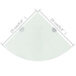 Étagères d'angle 2 pcs et supports chromés Verre Blanc 25x25 cm – Image 6