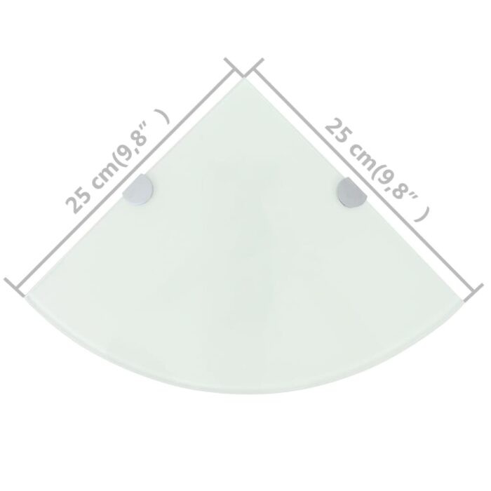 Étagères d'angle 2 pcs et supports chromés Verre Blanc 25x25 cm – Image 6