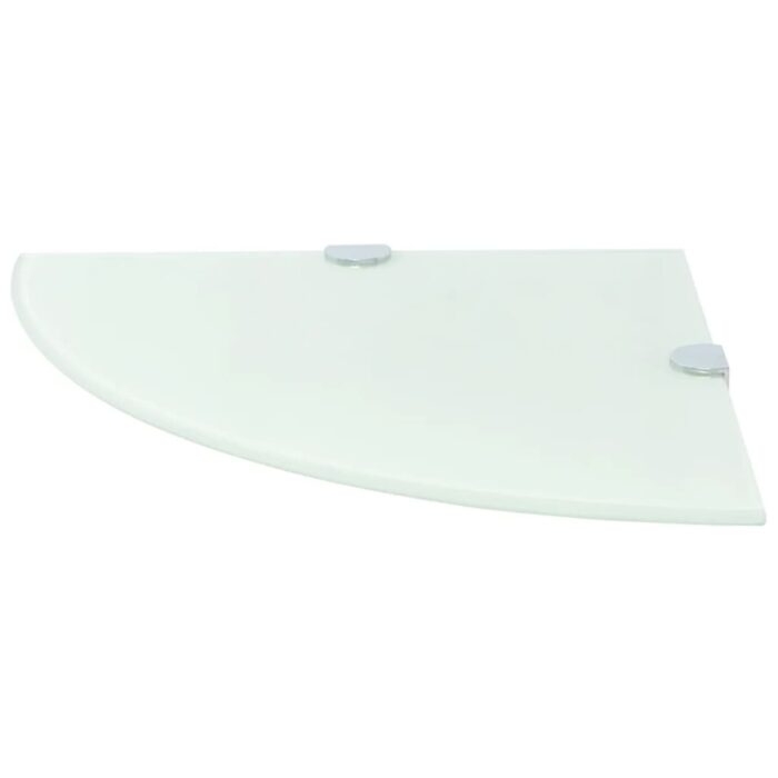 Étagères d'angle 2 pcs et supports chromés Verre Blanc 35x35 cm – Image 2