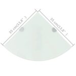 Étagères d'angle 2 pcs et supports chromés Verre Blanc 35x35 cm – Image 6