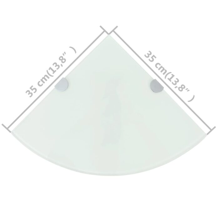 Étagères d'angle 2 pcs et supports chromés Verre Blanc 35x35 cm – Image 6