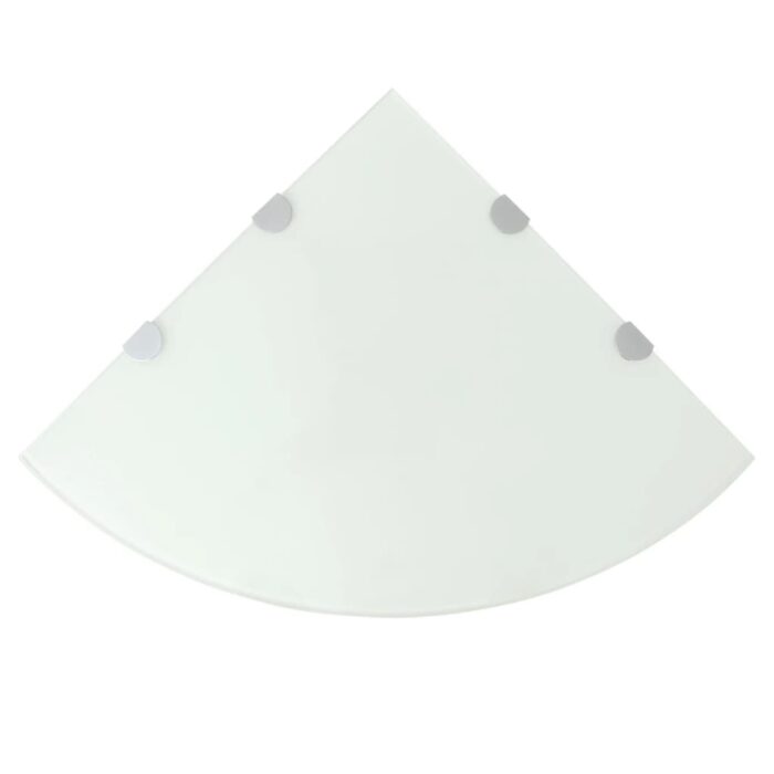 Étagères d'angle 2 pcs et supports chromés Verre Blanc 45x45 cm – Image 1