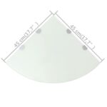 Étagères d'angle 2 pcs et supports chromés Verre Blanc 45x45 cm – Image 5