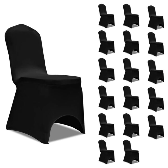 Housses élastiques de chaise Noir 18 pcs – Image 1