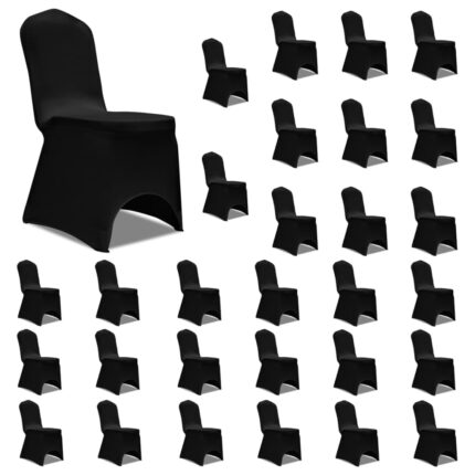 Housses élastiques de chaise Noir 30 pcs