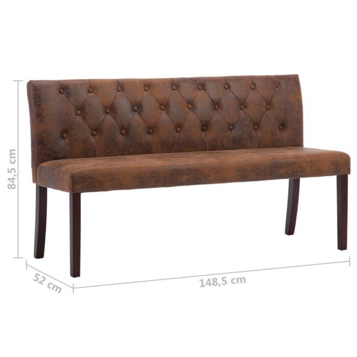 Banc 148,5 cm Marron Similicuir daim – Image 5