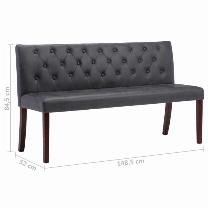 Banc 148,5 cm Gris Similicuir daim – Image 5