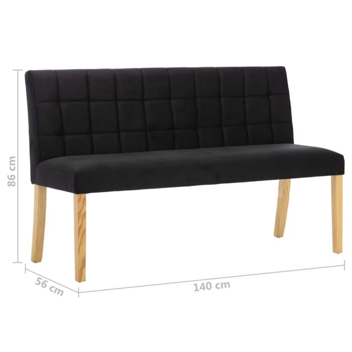 Banc 140 cm Noir Velours – Image 5