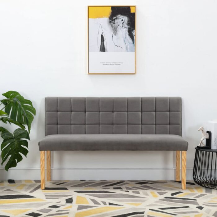 Banc 140 cm Gris Velours – Image 1