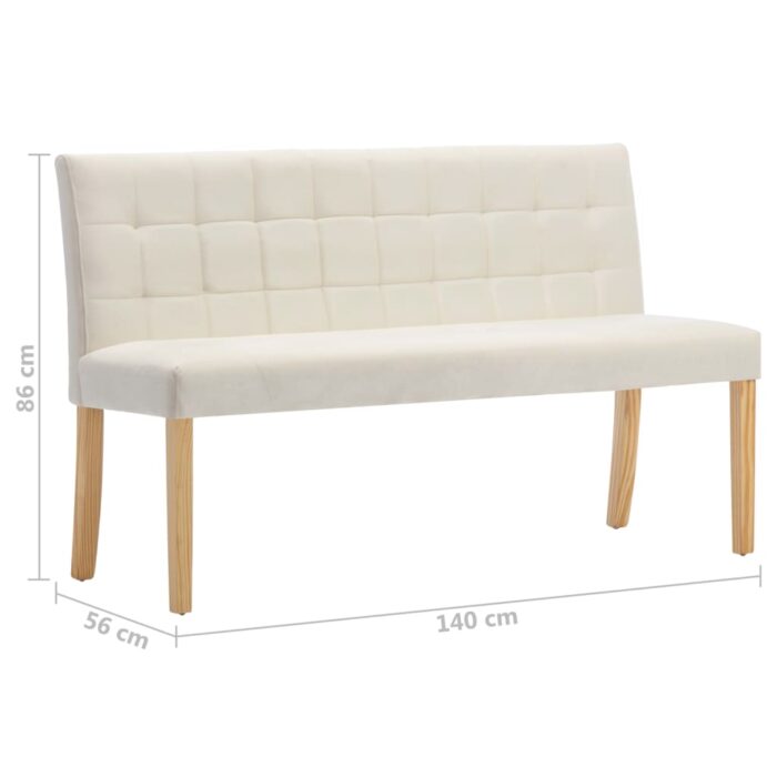 Banc 140 cm Crème Velours – Image 5